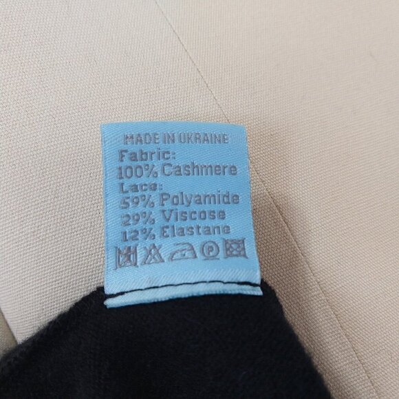 Olvis 100% Cashmere and Lace Skirt Top Set Size M Black Knit Sweater Formal - Picture 14 of 14